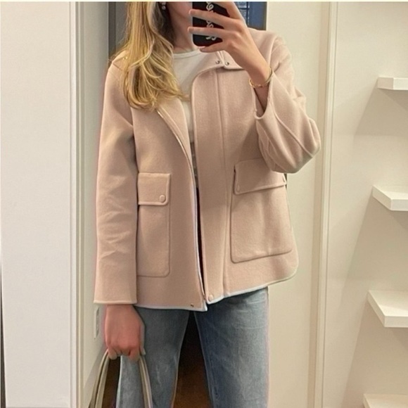 NEW Theory Double Face Wool & Cashmere Utility Coat Rosewood - Picture 7 of 9